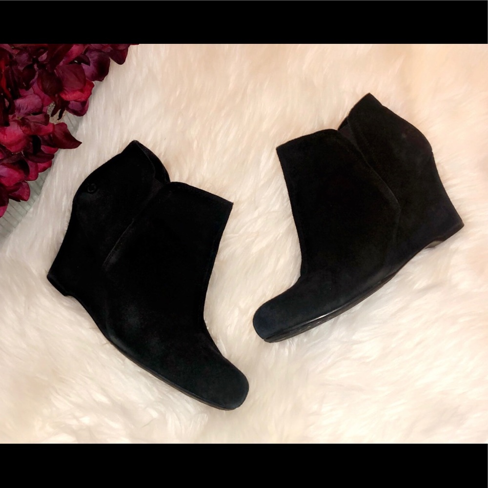 BORN Suede Wedge Ankle Booties